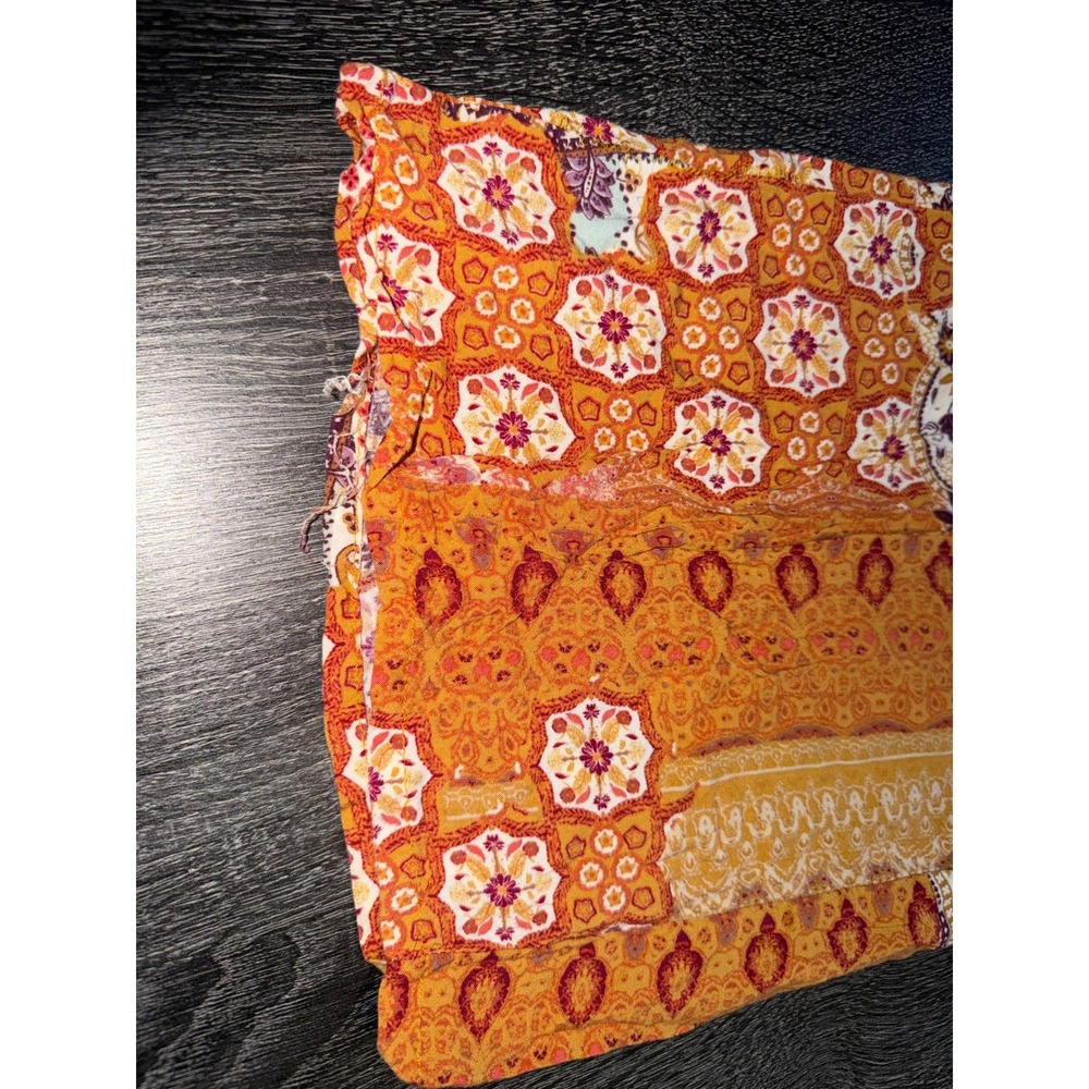 Xhilaration Wide Leg Patchwork Print Pants in Mustard, Rust & Purple - Picture 2 of 5